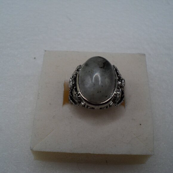 Malagasy Labradorite 17x12mm stainless steel ring size 6 POS146 - Picture 1 of 4